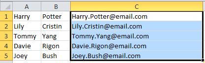 Hướng dẫn cách tạo email từ danh sách tên trong Excel